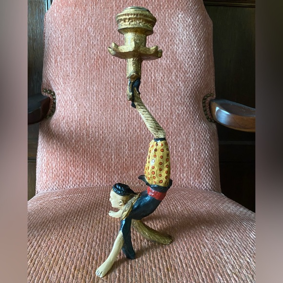 Vintage Candlestick Holders Asian Acrobat Pair - Picture 7 of 11